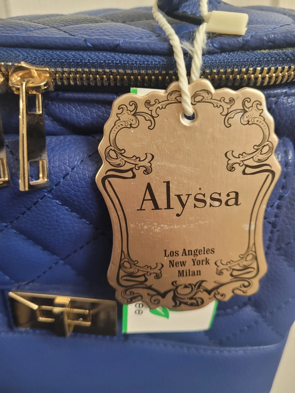 Quilted Blue Chain-Handle Crossbody Bag